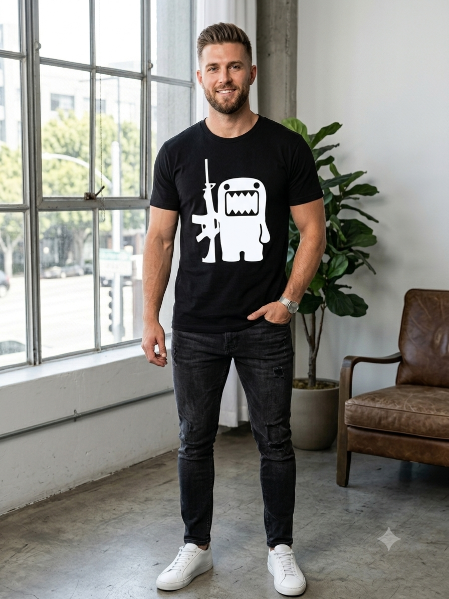T-shirt Noir "Monster & Rifles" – Edition Faucon Noir