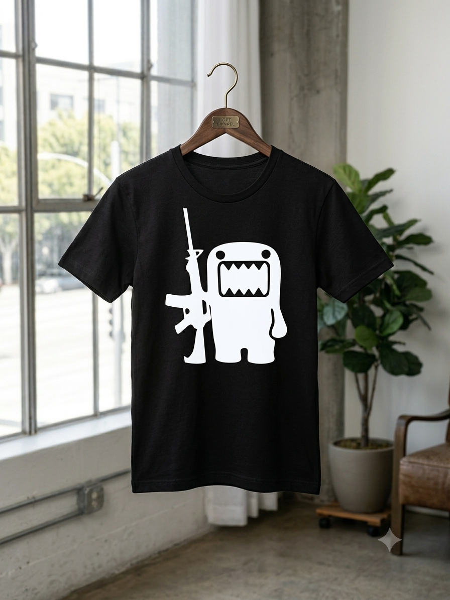 T-shirt Noir "Monster & Rifles" – Edition Faucon Noir