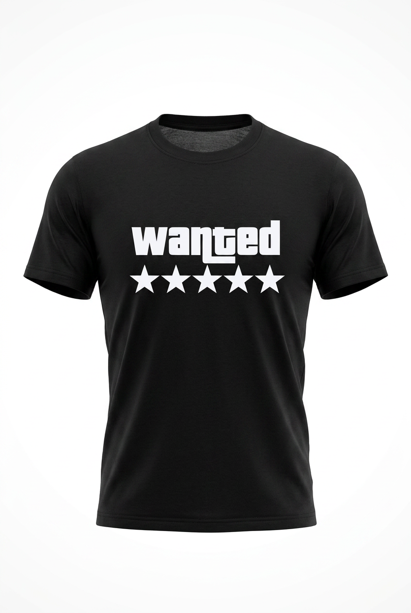 T-shirt "WANTED" – Noir / Coton Premium 190g